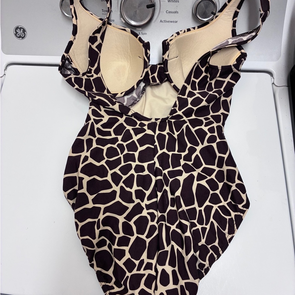 Miraclesuit Brown And White Patterned Swimsuit - image 2
